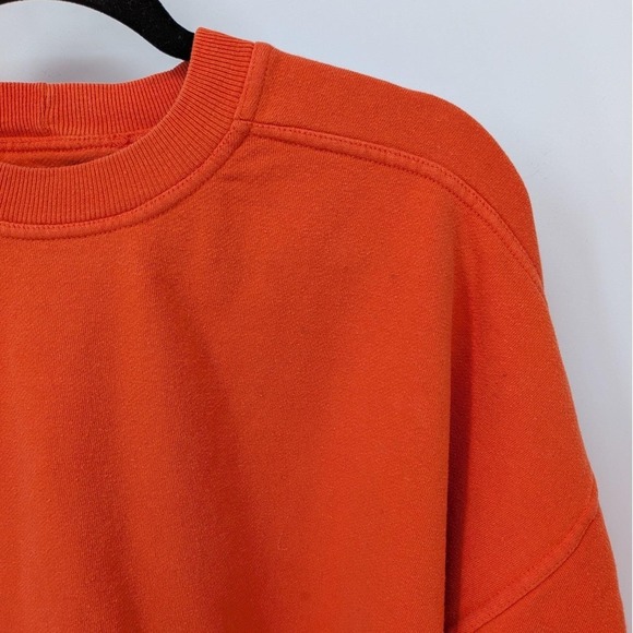 Vintage 90s GAP XL Orange Crew Neck Pullover Cotton Blend Sweatshirt Flawed - Picture 6 of 11